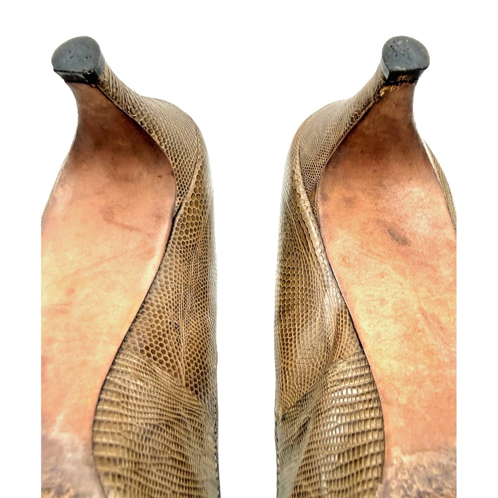 Tan Lizard Skin Pumps Size 8 AA by J Norman Ltd. Vintage 1950's 2 1/2" Heel - Picture 6 of 16